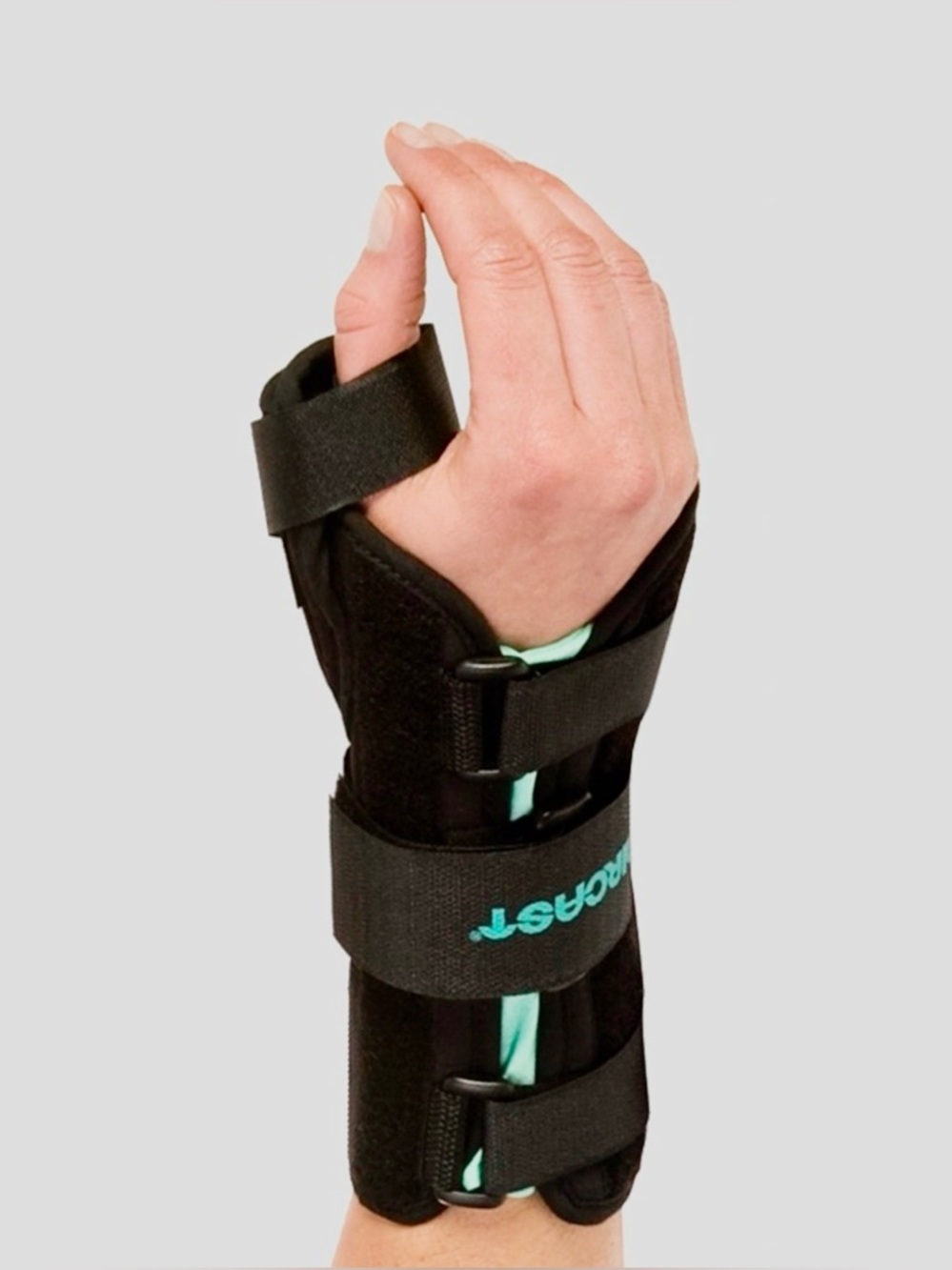 AIRCAST A2 Wrist Brace w Thumb Spica Black Teal Right Hand Support